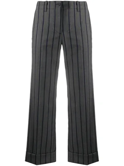 Alberto Biani Striped Crop Trousers In Grey