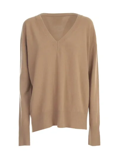 Semicouture Caroline V Neck Sweater In Neutrals