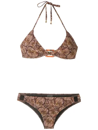 Isolda Pipa De Lycra Borakay Printed Bikini Set In Brown