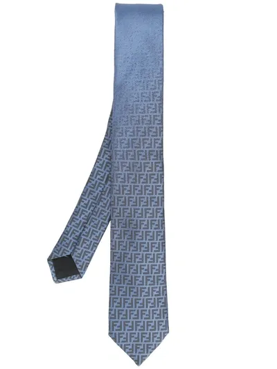 Fendi Ff Monogram Jacquard Tie In Blue