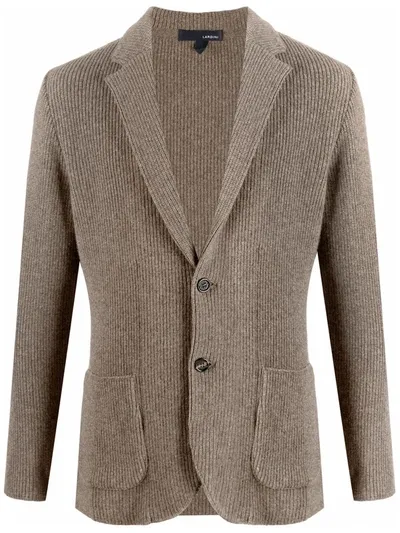 Lardini Single-breasted Knit Blazer In Brown