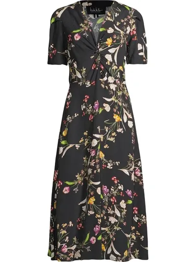 Nicole Miller Kleid Mit Blumen-print In Black