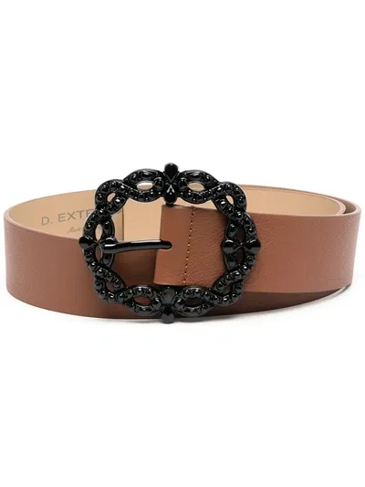 D-exterior Contrast-buckle Belt In Brown