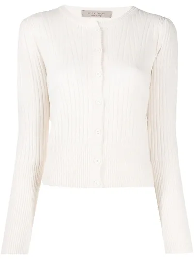 D-exterior Long-sleeve Cardigan In White