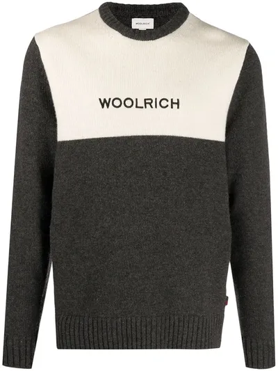 Woolrich Logo Long-sleeve Jumper In Grey