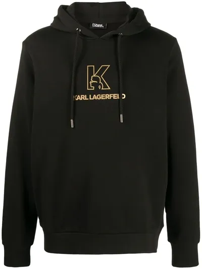 Karl Lagerfeld K-print Hooded Sweatshirt In 黑色