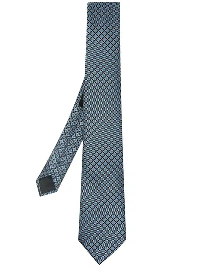 Z Zegna Floral Embroidered Tie In Blue