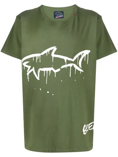 Paul & Shark Shark Logo Print T-shirt In 绿色