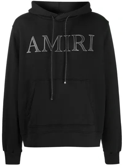 Amiri Stitched Logo Cotton Hoodie In 黑色