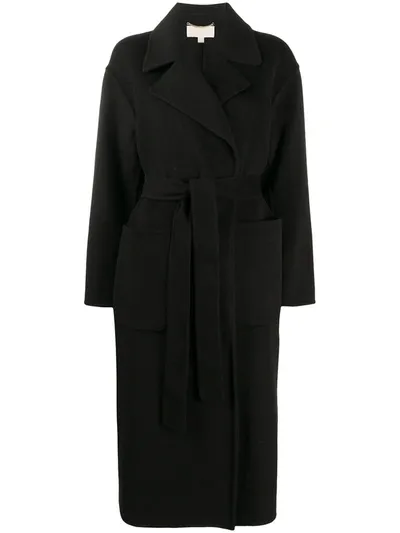 Michael Kors Belted Long Coat In 黑色