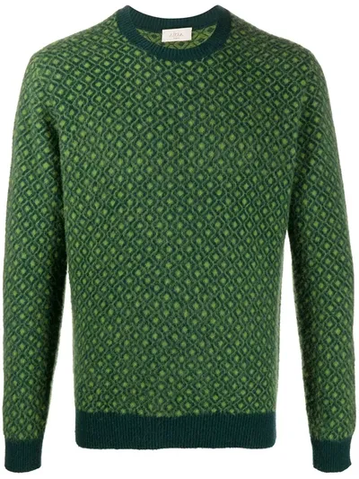 Altea Geometric Jacquard Rib-trimmed Jumper In Green