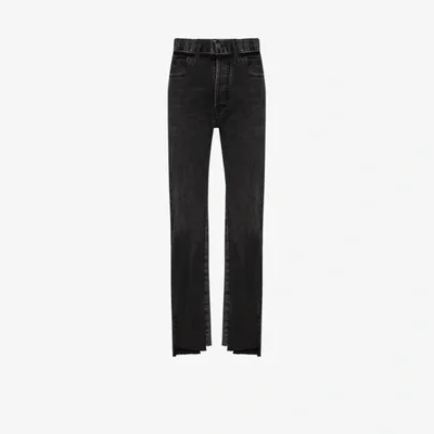 Maison Margiela Panelled Step-hem Slim-fit Jeans In Black