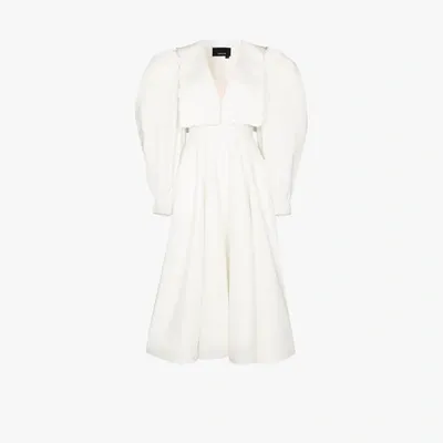 Anouki Puritan V-neck Cotton Midi Dress In White