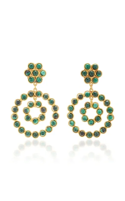 Sylvia Toledano Flower Candies Malachite 22k Gold-plated Earrings In Green