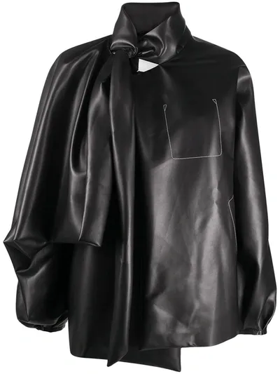 Maison Margiela Pussy-bow Fastening Shirt In Black