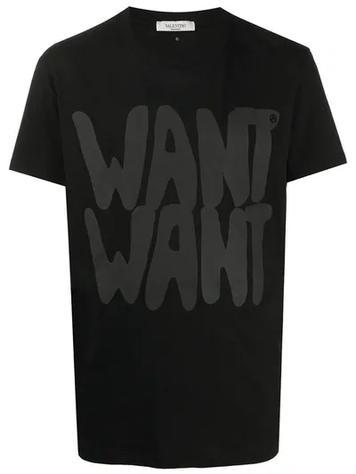 Valentino Want Want Print T-shirt In Black