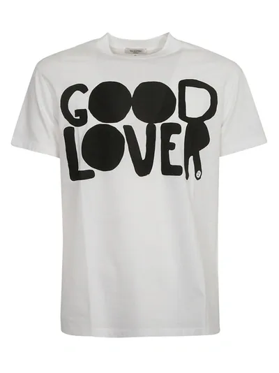 Valentino Good Lover Print Cotton T-shirt In White