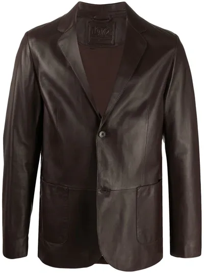 Desa 1972 Wax Leather Blazer In Brown