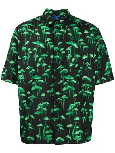 Msgm Mushroom Print Shortsleeved Shirt In Green