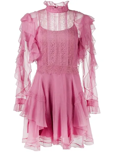 Alberta Ferretti Ruffle-panelled Mini Dress In Pink