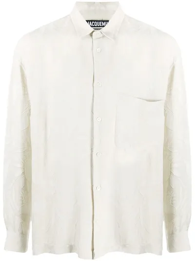 Jacquemus Baou Floral Jacquard Shirt In Neutrals