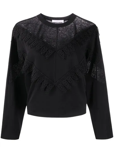 See By Chloé Lace Panel Blouse In Black