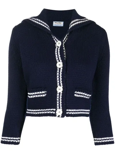 Miu Miu Cropped-cardigan In Blue