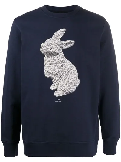 Ps By Paul Smith Rabbit Print Sweatshirt In Blue