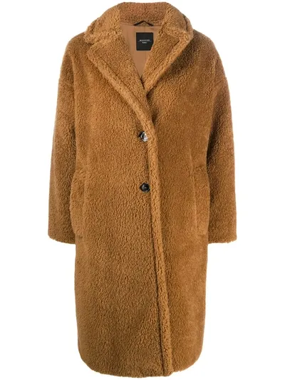 Weekend Max Mara Faux-fur Single Breasted Coat In Brown