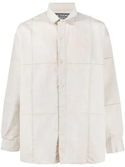 Jacquemus Stitch-detail Linen Shirt In Neutrals