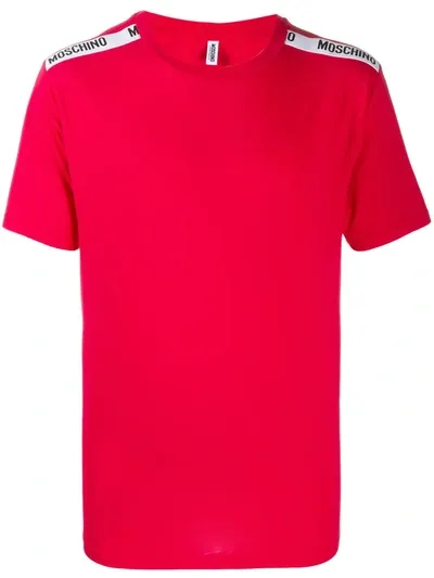 Moschino Logo-tape Trim T-shirt In Red