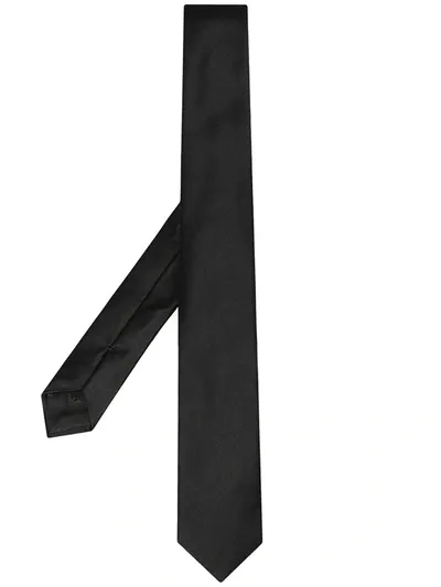 Emporio Armani Plain Silk Tie In Black