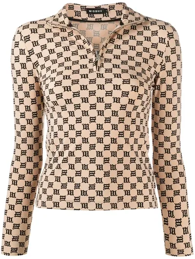 Misbhv Monogram Long-sleeve Top In Neutrals