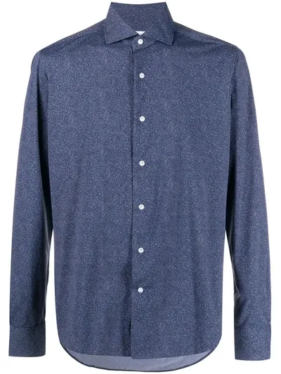 Orian Two-tone Spread Collar Shirt In Blue