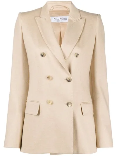 Max Mara Double-breasted Wool Blazer In Neutrals