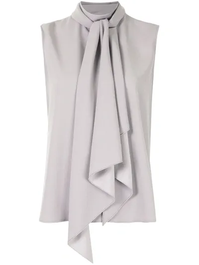 Paule Ka Scarf-neck Sleeveless Top In Grey