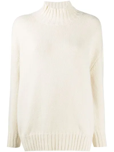 Aragona Mock Neck Jumper In White