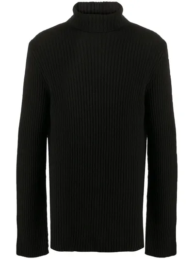 Ann Demeulemeester Loose Fit Ribbed Knit Jumper With Seam Detail In Black