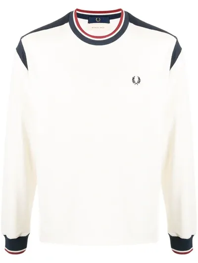 Fred Perry Embroidered Logo Jumper In White