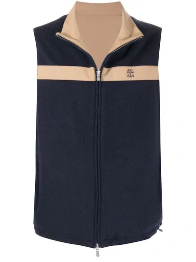 Brunello Cucinelli Reversible Sleeveless Jacket In Blue