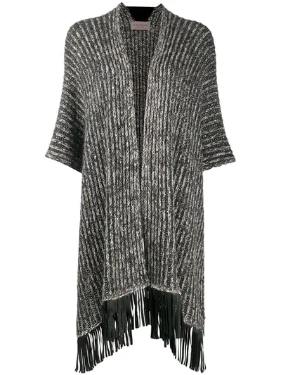 D-exterior Knitted Cape Scarf In Grey