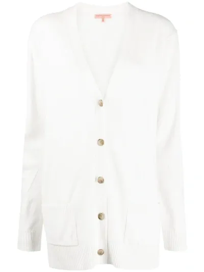 Ermanno Scervino Side-slit V-neck Cardigan In Neutrals