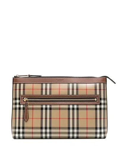 Burberry Vintage Check Clutch Bag In Neutrals