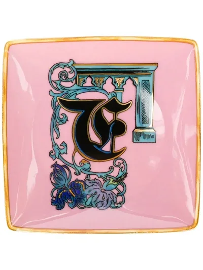 Versace Home Alphabet 'f' Plate (11cm) In Pink