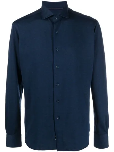 Orian Long Sleeve Mélange-effect Shirt In Blue