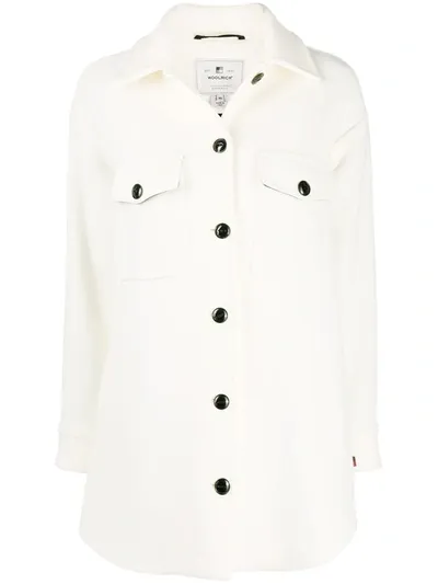 Woolrich Mantel Mit Fransen In White