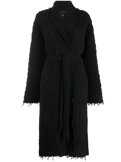 Alanui Knitted Longline Cardigan In Black