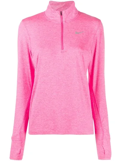 Nike Zipped Swoosh Logo Sweater In Pink