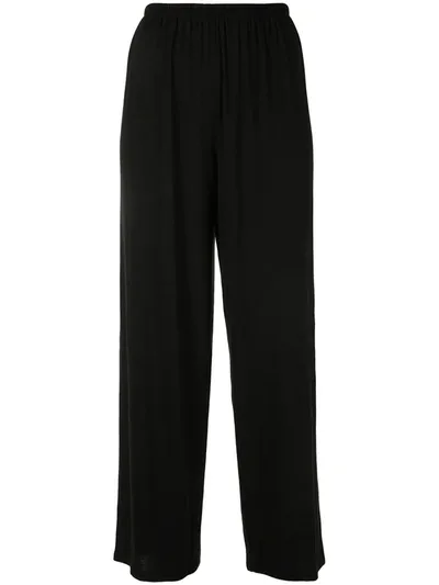 Vince Twill Cropped Wide-leg Trousers In Black