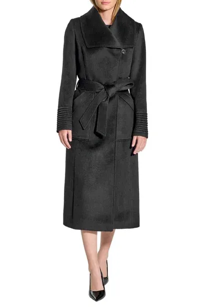 Sentaler Suri Alpaca Blend Shawl Collar Wrap Coat In Black